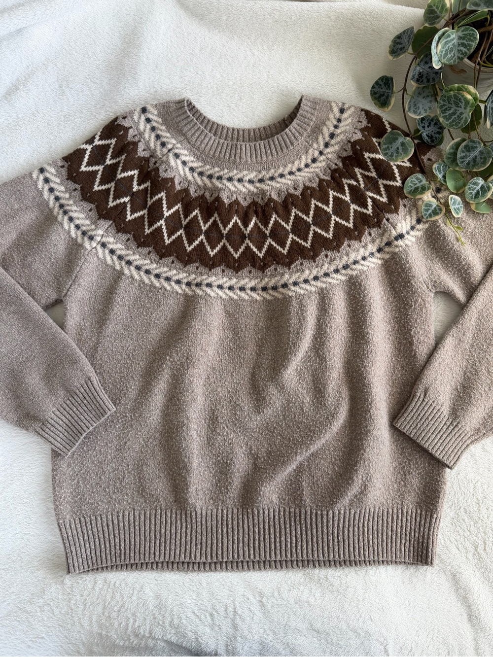 Weatherproof Taupe Crewneck Sweater